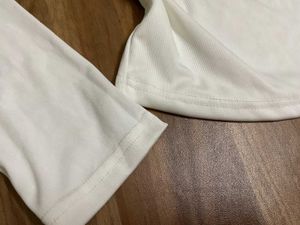 White Y2K Long sleeve Crop Top with Attached Shrug