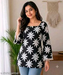 Stylish Black & White Floral Kurta