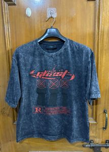 Boxy Fit Oversized Graphic Print Acid Wash T-Shirt