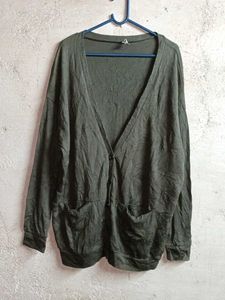 Olive Green Cardigan Sweater Oversized