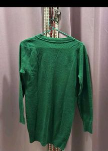 Green V-Neck Knit Sweater
