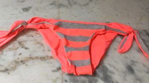 Orange &amp; Silver Striped Bikini Bottom