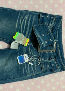 Vintage Flare Jeans with Embellished Belt