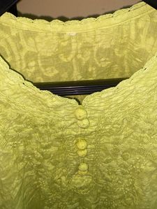 Vibrant Lime Green Embroidered Kurta