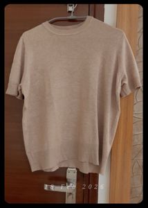 Classic Beige Short Sleeve Top size 14
