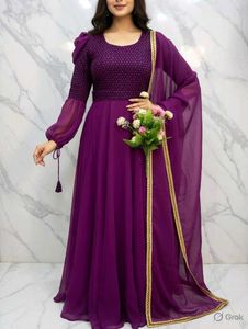 Elegant Purple Anarkali with Dupatta