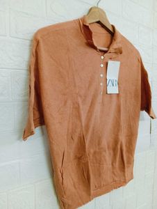 Orange Button-Down Shirt