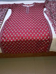 Maroon Printed Kurta Set