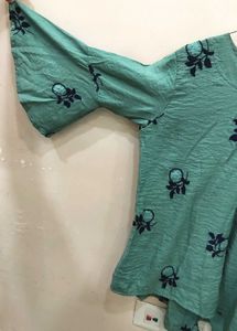 Elegant Teal top with Floral Print