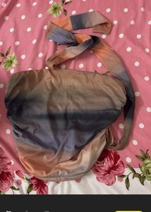 Sheer Ruched One-Shoulder Top