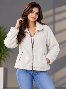 CAT Cozy white  Fleece Jacket