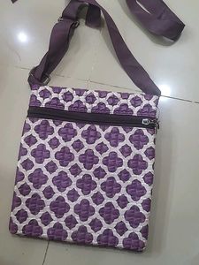Purple &amp; White Patterned Crossbody Bag