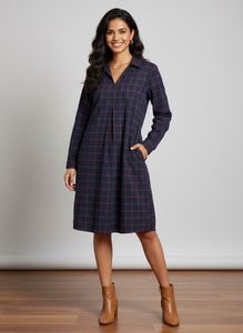 Chic Plaid Long Sleeve Dress