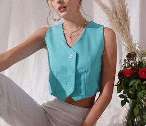 Turquoise Cropped Vest Top
