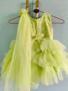 Girls' Lemon Yellow Tulle Party Dress