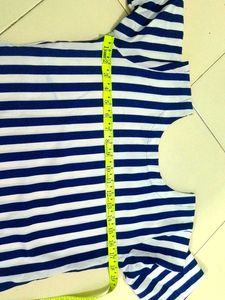 white and blue Striped Kurta