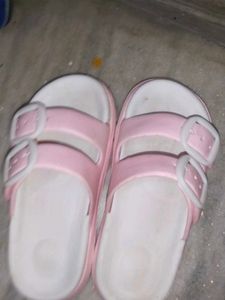 Pink &amp; White Double Buckle Sandals
