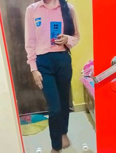 Pink Striped Button-Down &amp; Black Pants With Tie 👔