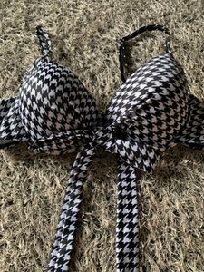 Houndstooth Print Bikini Top