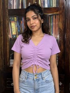Ruched V-Neck Crop Top