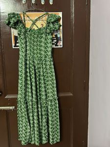 Green Floral Print Maxi Dress