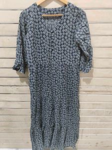 Navy Blue Printed Maxi Dress