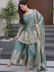 Beautiful Teal Embroidered Kurta Set