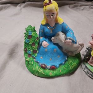 COMBO 2 Clay Idols Figurines Decorative Accessories Gift Showpiece Home Decor Clay Art Clay Dolls Matir Putul Disney Cartoon Decor Table Decor Romantic Love Decor Gifts For Couple