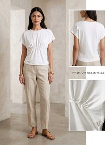 Chic White Ruched Waist Top