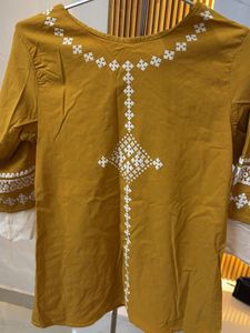 Embroidered Mustard Yellow Kurta