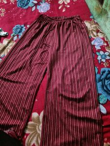 Maroon Striped Palazzo Pants