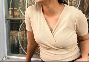Stylish Beige Wrap Top