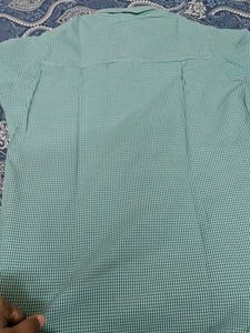 Green Gingham Button-Up Shirt