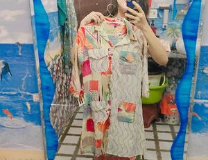 Unique Printed Shirt Dress with Belt
