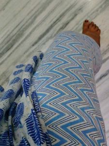 Blue Leaf Print Kurta Set