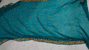 Teal Embroidered Kurta Set with Sharara