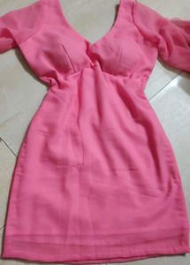 backless plain georgette bell sleeve padded kurti