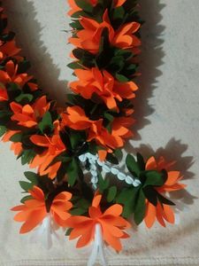 Orange &amp; Green Flower Garland Necklace