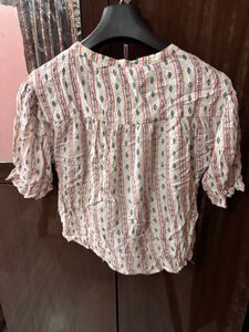 Boho Print Tie-Front Cropped Top