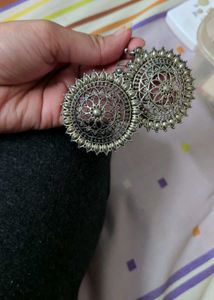 Oxidized Silver Jhumka Earrings