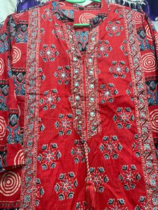 Vibrant Red Ethnic Kurta Set with Dupatta