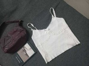 White Lace Trimmed Camisole Top