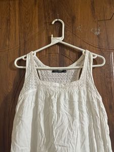 White Lace Trim Sleeveless Tunic sleepwear