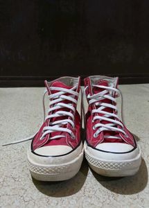 Red High-Top Converse Sneakers