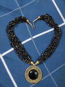 Black Beaded Statement Necklace