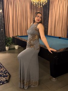 Elegant Embellished Grey Gown