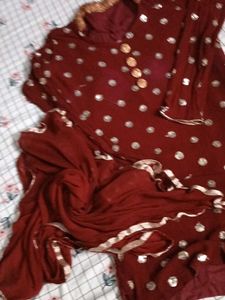 Maroon Ethnic Kurti Set with Dupatta