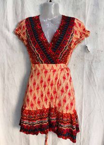 4329. Bohemian Print Wrap Dress