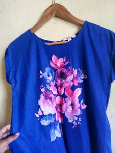 vibrant Blue Floral Print Top