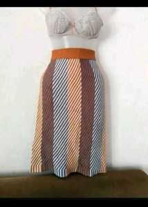 Striped Knit Midi Skirt
